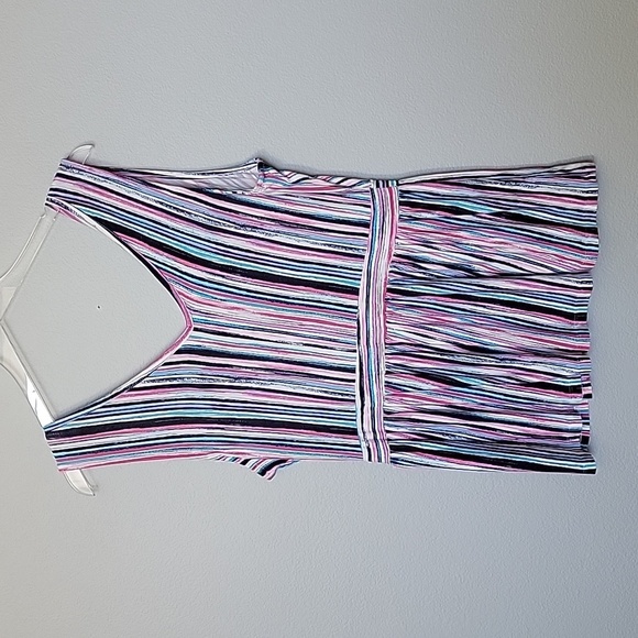 Lane Bryant Fun Colorful surplice swing stripe sleeveless top 14 - Picture 8 of 9